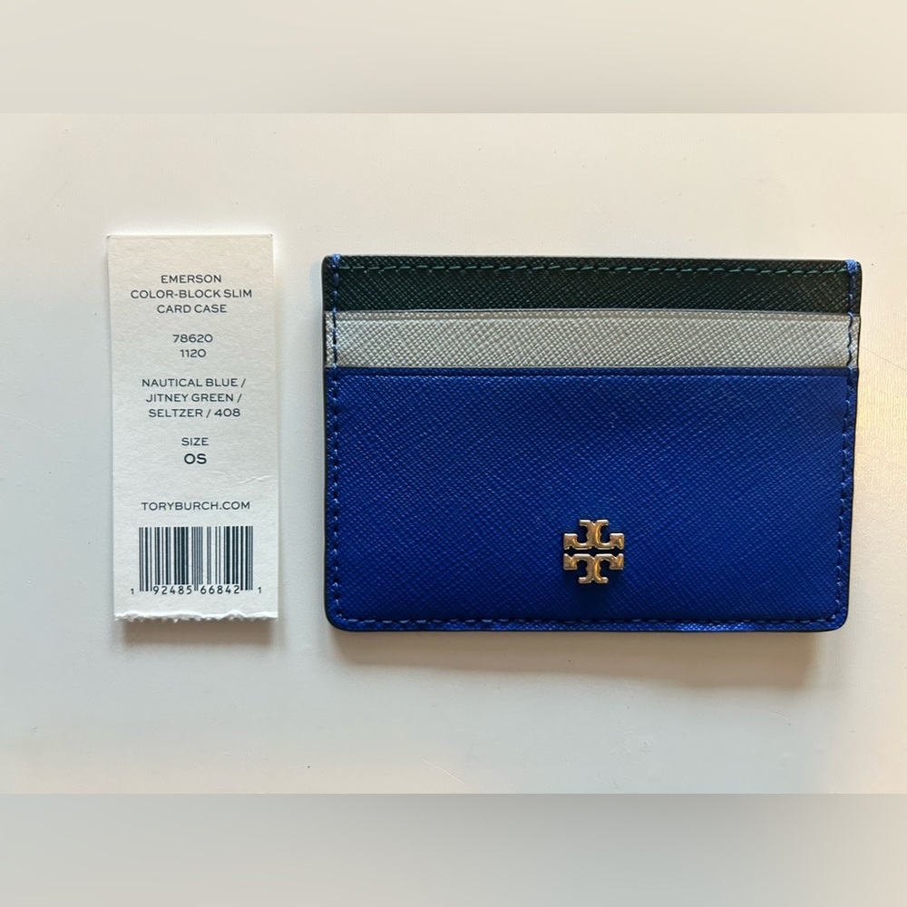 NWT Tory Burch Emerson Color Block Card Case